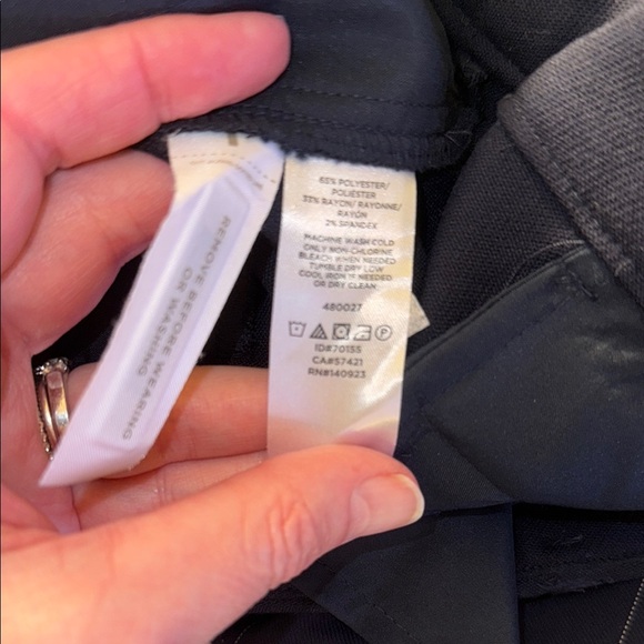 LOFT Navy Straight Leg Trousers with Belt - Picture 6 of 7